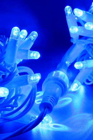 Светодиодная нить 100 синих LED ламп, 10 м., 220В, статика, белый провод ПВХ, Teamprof (TPF-S10C-220V-CW/B)