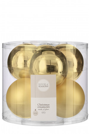 Набор стеклянных шаров Лалик 80 мм., 6 шт., золотой, House of seasons (85790)  