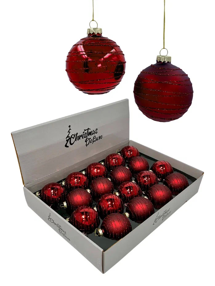 Набор стеклянных шаров Королевский бордо 70 мм., 18 шт., Christmas DeLuxe (14757)