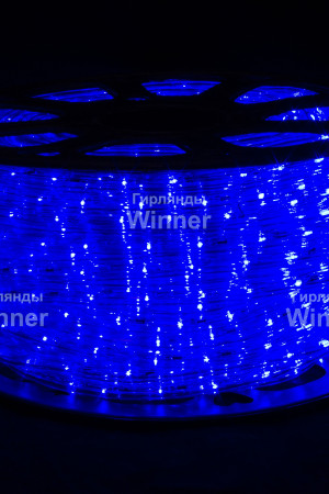 Дюралайт круглый Ø 13 мм., 220V, 3-жилы, синие LED лампы 32 шт на 1 м., бухта 50 м, силикон, Winner (05.50.13.32B)