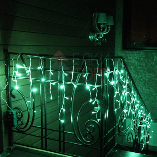 Светодиодная бахрома 3*0.5 м.,  3 батарейки типа D 4.5V, 100 LED ламп цвета аква, прозрачный силикон, LTC (ECC100-10-8A)