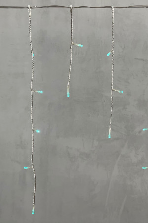 Светодиодная бахрома 3*0.5 м.,  3 батарейки типа D 4.5V, 100 LED ламп цвета аква, прозрачный силикон, LTC (ECC100-10-8A)