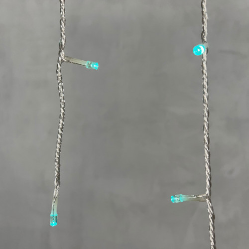 Светодиодная бахрома 3*0.5 м.,  3 батарейки типа D 4.5V, 100 LED ламп цвета аква, прозрачный силикон, LTC (ECC100-10-8A)