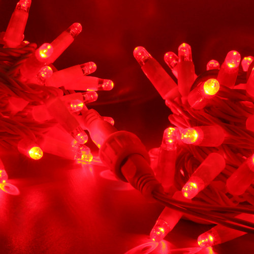 Светодиодная нить 100 красных LED ламп, 10 м., 220В, статика, белый провод ПВХ, Teamprof (TPF-S10C-220V-CW/R)