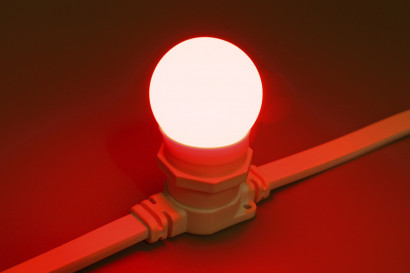 Светодиодная лампа для Белт-лайта красная, 45 мм., 2Вт, Е27, 220В, Teamprof (TPF-B-E27-G45-2W-R)