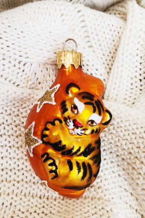 ФУ-355 Елочное украшение Тигрёнок на луне - символ года 8,5 см., Коломеев