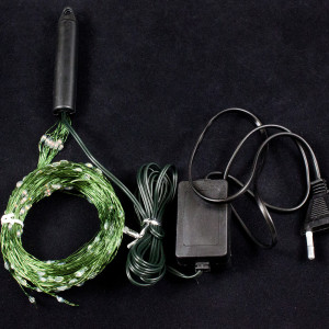 Светодиодная роса-хвост 2 м., 10 лучей, 200 теплых белых LED ламп, зеленый провод, Winner Light (ww.18.4G.200)