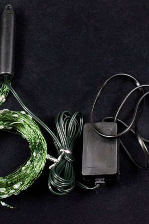 Светодиодная роса-хвост 2 м., 10 лучей, 200 теплых белых LED ламп, зеленый провод, Winner Light (ww.18.4G.200)