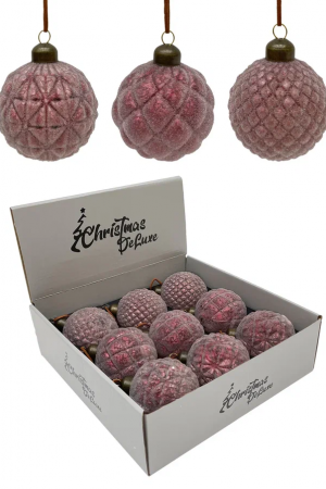 Набор винтажных стеклянных шаров Клюква в сахаре 80 мм., бордо, 9 шт., Christmas DeLuxe (130360)