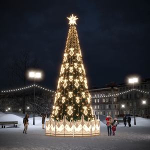 Уличная ель 10 м. с комплектом украшений и макушкой 2 м. Деметра, теплое свечение, Conso (EKL-021-1002)