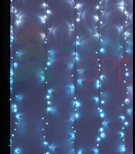Занавес с эффектом бегущий огонь 2*1.6 м., 24V, 150 LED ламп бело - синего цвета, прозрачный провод, Beauty Led (ESI150-SH10-1WB) 