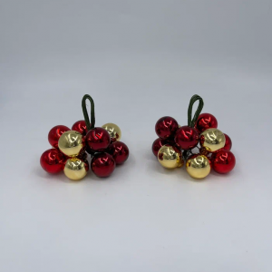 Гроздь стеклянных шаров Ягодный хоровод 2 см., 10 шт., красный/бордовый/золото, Christmas DeLuxe (89867)