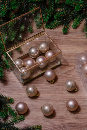 Набор пластиковых шаров Милена 40 мм, жемчужный, 16 шт, Kaemingk (021790)