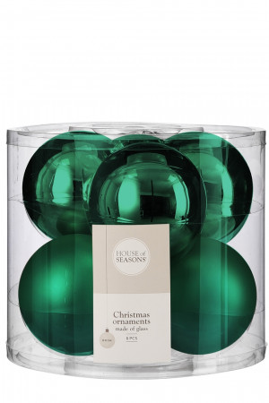 Набор стеклянных шаров Лалик 80 мм., 6 шт., изумрудный, House of seasons (85793)  