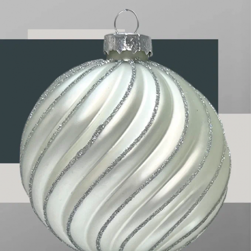 Набор винтажных стеклянных шаров Старинный вальс 80 мм., серебро, 9 шт., Christmas DeLuxe (14089)