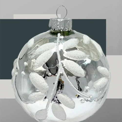 Набор винтажных стеклянных шаров Старинный вальс 80 мм., серебро, 9 шт., Christmas DeLuxe (14089)