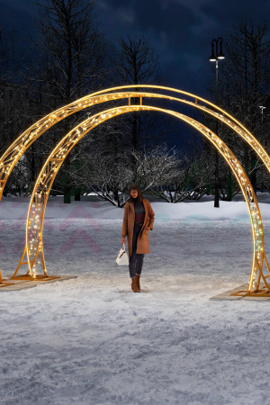 Светодиодная арка Золотые листья 5.65*3.24 м., Conso (ARK-035-1001)