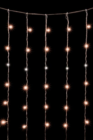 Светодиодный занавес 2*3 м., 600 экстра теплых белых LED ламп, мерцание, облегченный, прозрачный провод ПВХ, LTC (PCL600NOTBLW-10-2EWW)