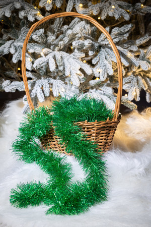 Мишура Эконом 3-х слойная д.100 мм., дл.2 м.,зеленый, КАЗ КОМ (Г-243/зеленый)