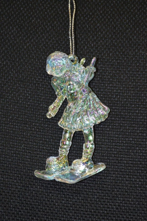 Украшение Девочка на лыжах 8,4 см, серебро, 2 вида, цена за 1 шт, (140062)