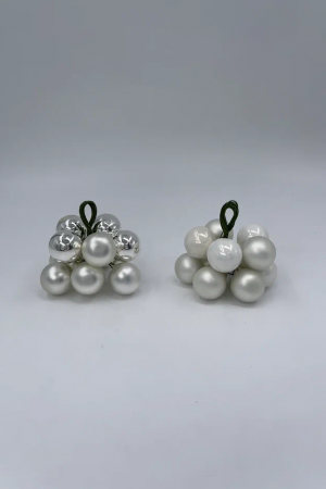 Гроздь стеклянных шаров Ягодный хоровод 2 см., 10 шт., первый снег, Christmas DeLuxe (89868)