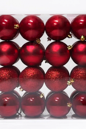 Набор пластиковых шаров Вернисаж 80 мм., красный, 32 шт., Christmas DeLuxe (89587)