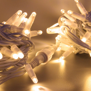 Светодиодная нить 100 теплых белых LED ламп, 10 м., 220В, статика, белый резиновый провод, Teamprof (TPF-S10C-220V-RW/WW)