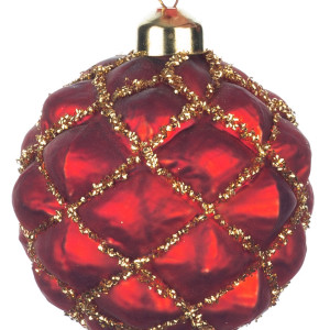 Винтажный стеклянный шар Рубиновый Шик 8 см., 1 шт., Karlsbach (09782)
