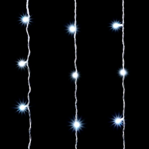 Светодиодный занавес 2*3 м., 600 белых LED ламп, мерцание, облегченный, прозрачный провод ПВХ, LTC (PCL600NOTBLW-10-2W)