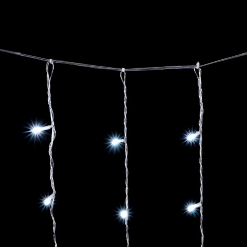 Светодиодный занавес 2*3 м., 600 белых LED ламп, мерцание, облегченный, прозрачный провод ПВХ, LTC (PCL600NOTBLW-10-2W)