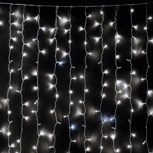 Светодиодный занавес 2*3 м., 600 белых LED ламп, мерцание, облегченный, прозрачный провод ПВХ, LTC (PCL600NOTBLW-10-2W)