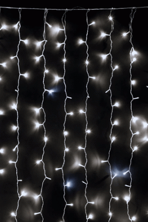 Светодиодный занавес 2*3 м., 600 белых LED ламп, мерцание, облегченный, прозрачный провод ПВХ, LTC (PCL600NOTBLW-10-2W)