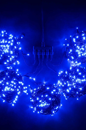 Комплект гирлянд для деревьев 5 лучей по 20 м., 24V., 900 синих LED ламп, черный силикон, Beauty Led (KFT900-2W11-1B)