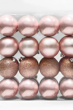 Набор пластиковых шаров Вернисаж 80 мм., розовый перламутр, 32 шт., Christmas DeLuxe (89715)