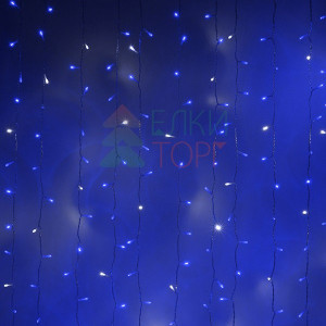 Светодиодный занавес с белым бликующим диодом 2*3 м, 220V., 600 синих LED ламп, прозрачный ПВХ, Beauty Led (PCL600BLW-10-2B)
