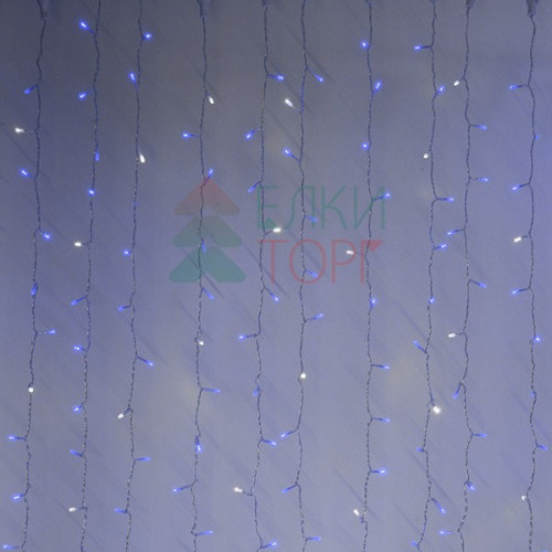 Светодиодный занавес с белым бликующим диодом 2*3 м, 220V., 600 синих LED ламп, прозрачный ПВХ, Beauty Led (PCL600BLW-10-2B)