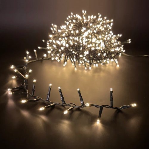 Светодиодная нить Snake Light 1000 теплых ламп, 20 м., 24В, 8 режимов, зеленый провод, для елки 230-260 см., Christmas DeLuxe (83771)