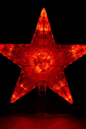 Светодиодная макушка Звезда красная, 10 LED ламп, 15*15 см., 220В, зеленый провод, Vegas (55097)