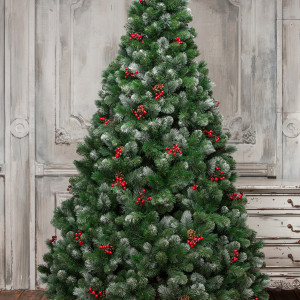 Искусственная сосна Очарование 180 см., с шишками и ягодками, Леска+ПВХ, ЕлкиТорг (141180)