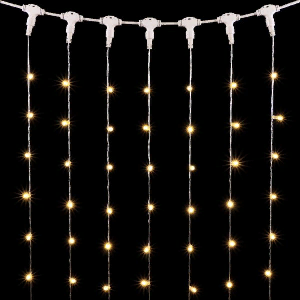 Светодиодный занавес с колпачком 2*3 м., 600 теплых белых LED ламп, прозрачный провод ПВХ, IP65, LTC (PCL602CAP-10-2WW)