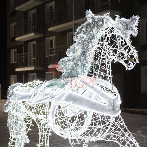 Светодиодная фигура Лошадь серебряная Premium 2,5 м., Conso (OL333)