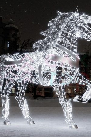 Светодиодная фигура Лошадь серебряная Premium 2,5 м., Conso (OL333)
