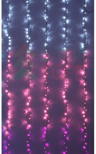 Занавес с эффектом бегущий огонь 2*1.6 м., 24V, 150 LED ламп бело - розового цвета, прозрачный провод, Beauty Led (ESI150-SH10-1WP)