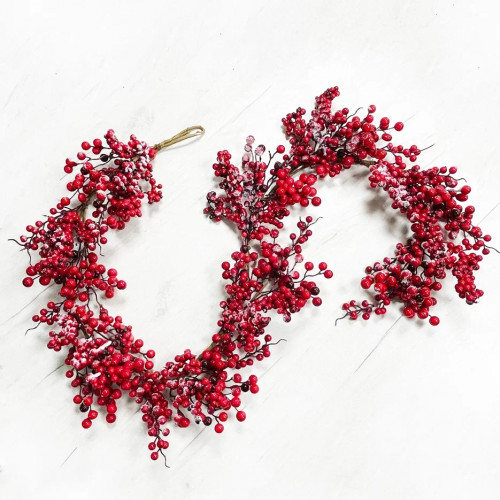 Гирлянда заснеженная из красных ягод 185 см., Christmas DeLuxe (87342)
