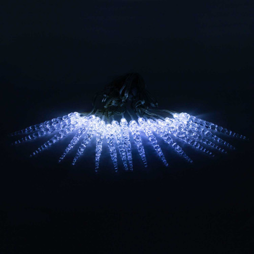 Гирлянда Сосульки 4 м., Белые 16 см., 24В, 16 LED, провод прозрачный ПВХ, IP54, LTC (IC16.16-10-1W)