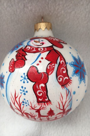 Набор стеклянных шаров Друзья снеговички 85 мм, серия ВС, 2 шара в подарочной упаковке, Батик	(КН-85-17014)