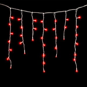 Светодиодная бахрома мерцающая 3,1*0,5 м, 220V., 150 красных LED ламп, соединяемая, прозрачный ПВХ, Beauty Led (PIL150BL-10-2R)