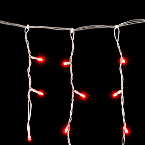 Светодиодная бахрома мерцающая 3,1*0,5 м, 220V., 150 красных LED ламп, соединяемая, прозрачный ПВХ, Beauty Led (PIL150BL-10-2R)