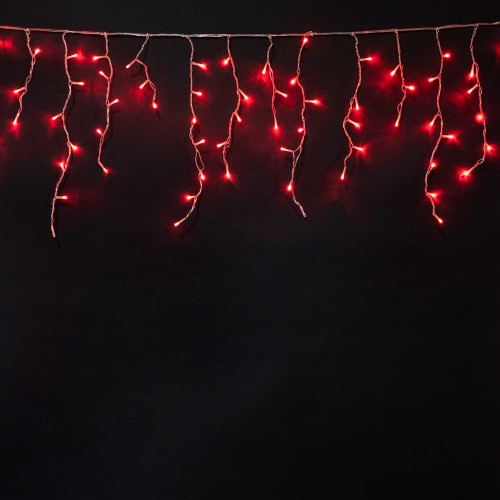 Светодиодная бахрома мерцающая 3,1*0,5 м, 220V., 150 красных LED ламп, соединяемая, прозрачный ПВХ, Beauty Led (PIL150BL-10-2R)