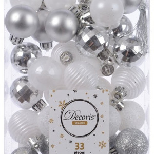 Набор елочных украшений Звездный 30 мм, 33 предмета, белый, серебро Kaemingk (023471)